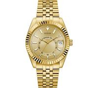 Guess Orologio da polso da uomo JADEN con datario, cinturino in acciaio inox dorato, vetro minerale, quadrante dorato, 3 bar, diametro cassa: 42 mm, GW0977G2