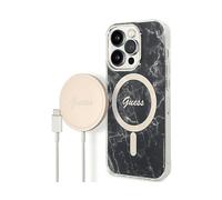 Guess Custodia e caricabatteria GUBPP14XHMEACSK per iPhone 14 Pro Max 6,7" marmo MagSafe Nero