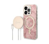 Cover in bundle per iPhone 14 Pro Motif Jungle e Caricabatteria wireless Qi MagSafe 15W - Nouvo