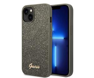 GUESS Hard Case Glitter Script Collection - Cover per Apple iPhone 14 Plus, colore: Verde