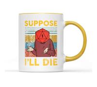 Guess I'll Die Tazza da tè e caffè - Divertente Dungeons & Dragons D&D Fantasy Gioco di ruolo Dungeon Master Regalo Regalo Decorazione per la casa Cucina (manico giallo)