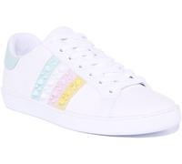 GUESS Fl6Jcblea12 Borchiato Pizzo Pelle Donna Trainer Bianco Blu US 3 - 8
