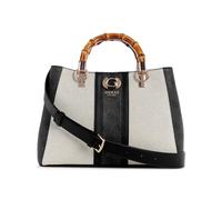 GUESS Kerima Bamboo Girlfriend Satchel Natural/Coal Logo