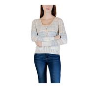 Guess, ,Knitwear ,Donna ,Beige ,L Cardigan a Maniche Lunghe con Scollo a V e Bottoni