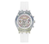 GUESS Ladies 38mm Watch - White Strap White Dial Silver Tone Case