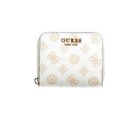 GUESS Laurel SLG Small Zip Around, Borsa Donna, White Logo, Unica