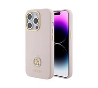 GUESS GUHCP15XM4DGPP - Custodia rigida per iPhone 15 Pro Max 6,7", in silicone, con logo in strass, colore: Rosa