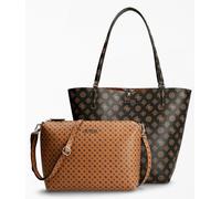 GUESS Logo Tote&crossbody Set Alby Oro Metallo Simil Donna Borsa IN Marrone