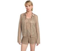 Guess Long Sleeve Button Front Bella Top Maglione, Wet Sand Multi, L Donna