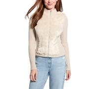 Guess Long Sleeve Fur Mix Zip Front Mila Cardigan Maglione, Ostrica perlata Multicolore, M Donna