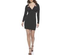 Guess Long Sleeve Ity Cut out Sheath Dress Abito da cocktail Donna, Nero , 6