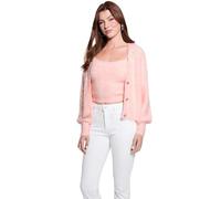 GUESS Long Sleeve Keyla Cardigan Sweater Pullover, Rosa (Pretty Pink), L Donna