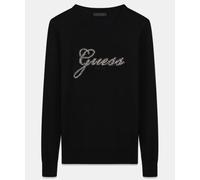 Guess Ls Cn Georgia Logo Maglia M/L Nera Logo Perle Donna W6BR53Z1454-JBLK