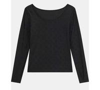 Guess Ls Jacquard Elleona Top Blk T-Shirt M/L Microf Nera Donna W6RP45KA660-JBLK