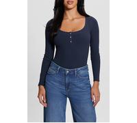 GUESS Ls Karlee Jewel Btn Blackened Blue Taglia: M | Maglie a manica lunga Outlet | Donna | Blu