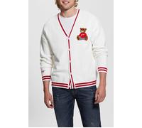 GUESS Ls Liam Bear Patch Cardigan Salt White Taglia: L | Cardigan Outlet | Uomo | Bianco