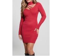 GUESS Ls Mock Nk Lace Up D Chili Red Taglia: M | Abiti Mini Outlet | Donna | Rosso