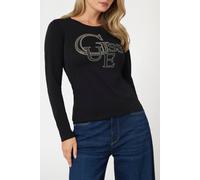 GUESS Ls Rn Studded Jet Black A996 Taglia: XS | Maglie a manica lunga Outlet | Donna | Nero