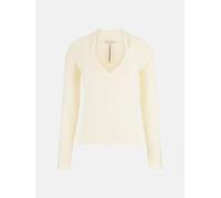 Guess Ls Vn Aline Sweather - Maglia Scollo A V Bianco - Taglia L Abbigliamento