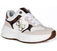 Guess Luckei 4G Logo con Lacci Donna Trainer Bianco Marrone UK 3 - 8