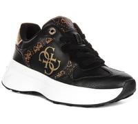 Guess Luckei 4G Logo Lace Up Sneakers Donna In Nero Marrone EU 36-42