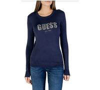 Guess, ,Tops ,Donna ,Blu ,L Maglia Blu con Dettagli in Strass