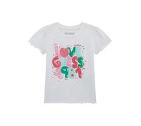 GUESS - Maglietta a maniche corte da bambina, Bianco puro, 3 anni