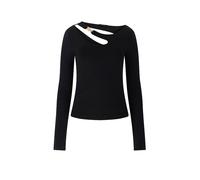Guess Top da Donna Eco a Maniche Lunghe Eleanor con Fibbia, Nero Corvino, M