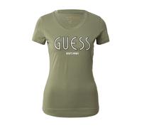 GUESS Maglietta cachi / argento / bianco Donna GUESS XS cachi / argento / bianco