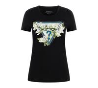tshirt donna maniche corte GUESS camelia triangle tshirt JetBla NERO 422436
