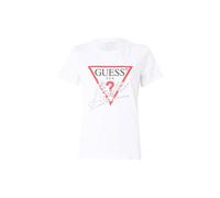 GUESS Maglietta da donna, con logo triangolare, a maniche corte, bianco, bianco, S