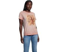 Guess Maglietta da Donna Eco a Maniche Corte Tiger God Easy, Rosa in Raso Multicolore, M