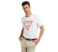 Guess Maglietta da Uomo con Logo Originale CN SS, Bianco/Rosso/Nero, M
