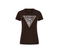 GUESS Maglietta marrone scuro / argento / bianco Donna GUESS XL