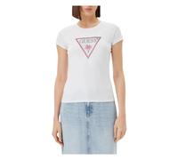 Guess - Magliette a Maniche Corte con Strass a Triangolo - - Tops - Donna - Bianco - S