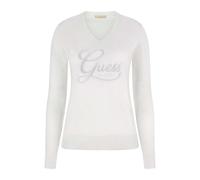 GUESS Maglione Donna Strass Logo White ES26GU32 W6RR50Z2NQ2 (IT, Testo, XS, Regular, Regular, Bianco)