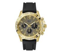 Guess Majestic GW0909G2 Men’s Gold-Tone Watch - Black Silicone, 48 mm