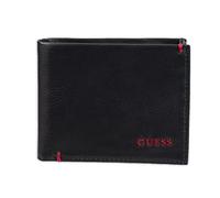 Guess Men's Leather Slim Bifold Wallet, Julian Black/Red, One Size
