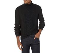 GUESS Men's Long Sleeve Mixed Cable Liam Turtle Neck, Jet Black, Extra Large