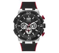 GUESS Men's Stainless Steel Quartz Watch with Silicone Strap, Black, 29 (Model: GW0264G1)