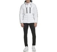 GUESS Mid-Weight Puffer Jacket with Logo Sleeve Giacca, Bianco, Medium Uomo