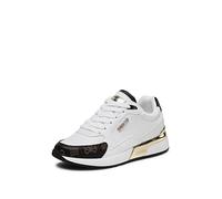 GUESS MOXEA, Sneaker Donna, White & Brown/ochra, 35 EU