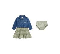 GUESS neonata Misto Tessuto Vestito e MutandineDress, Lavaggio Lolly Blu Medio, 6 Months