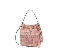 GUESS Borsa Secchiello Ofelia in Paglia, Coral Pink, 24 x 22 x 10 cm, con Tracolla Amovibile e Regolabile, Chiusura a Coulisse