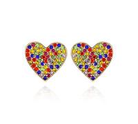 GUESS Orecchini a bottone con pietra di cristallo arcobaleno, taglia unica, metallo, pietra di vetro, Misura unica, Metallo, Pietra di vetro