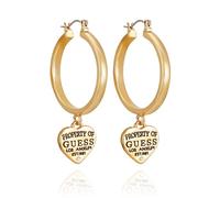 GUESS Orecchini a cerchio con logo dorato a forma di cuore