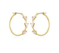 GUESS Orecchini a cerchio in metallo con pietra di cristallo stazionato, colore oro, taglia unica, in metallo e pietra di vetro