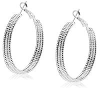 GUESS Orecchini a cerchio in argento, Taglia unica, Argento