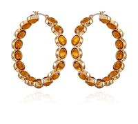 GUESS Orecchini a cerchio in vetro di cristallo arancione chiaro, taglia unica, in metallo e pietra di vetro