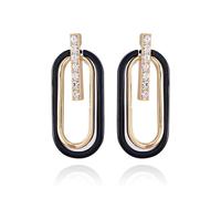GUESS Orecchini a cerchio lineari a goccia con pavé dorati